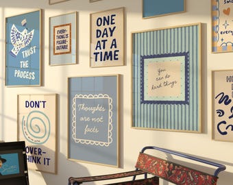 12 Mental Health Prints: Inspirational and Motivational Hand-Drawn Wall Art, Therapy Office Decor (Digital Download)