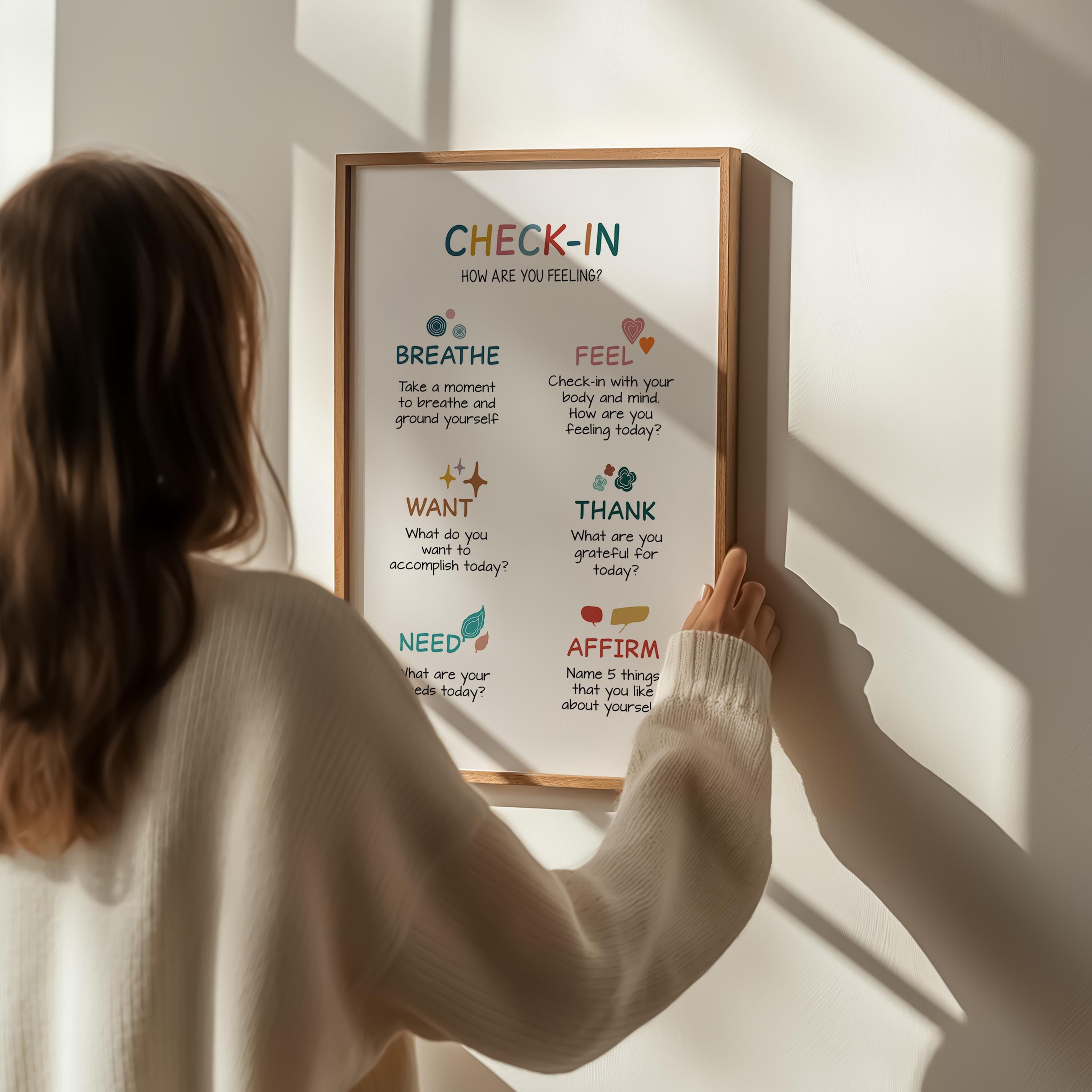 Daily Check-in Poster, Daily Checklist, Therapy Office Decor, School ...