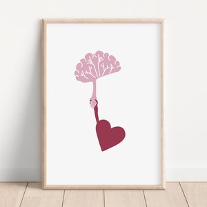 Poster sulla salute mentale, arte della parete terapeutica, stampa della terapia CBT, arte psicologica, poster del cuore del cervello, arredamento dell'ufficio terapeutico