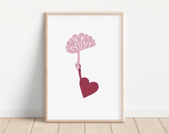 Mental Health Poster, Therapy Wall Art, CBT Therapy Print, Psychology Art, Brain Heart Poster, Therapy Office Decor