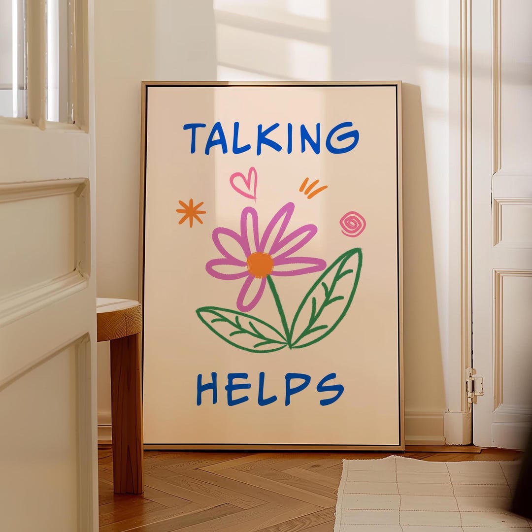 Talking Helps Poster, Therapy Office Decor, Mental Health Wall Art ...