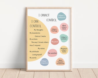 Things I Can and Cannot Control Poster, Counselor Office Decor, Mental Health Prints, Classroom Decor, Psychology Art