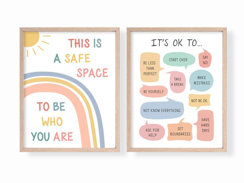 Set of 12 Psychology Posters for Kids, Classroom Bundle, Coping Skills Poster, Feelings Chart, Growth Mindset, Zones of Regulation image 3