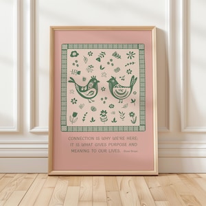 Brene Brown Quote, Mental Health Wall Art Pink, Therapy Office Decor, Motivational Print, Connection is why We Are here, Brene Brown Print