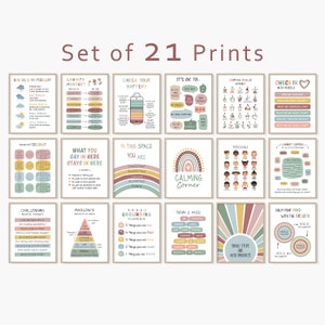 21 Mental Health Posters, Psychology Bundle for Kids, Grounding Exercises, Feelings and Emotional Regulation, Coping Skills