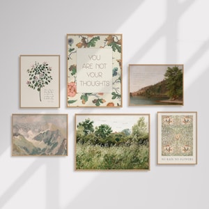 Inspirational Gallery Wall Art Set, 6 Mental Health Posters for Therapy Office and Home Decor, Mental Health Quotes, Vintage Artworks