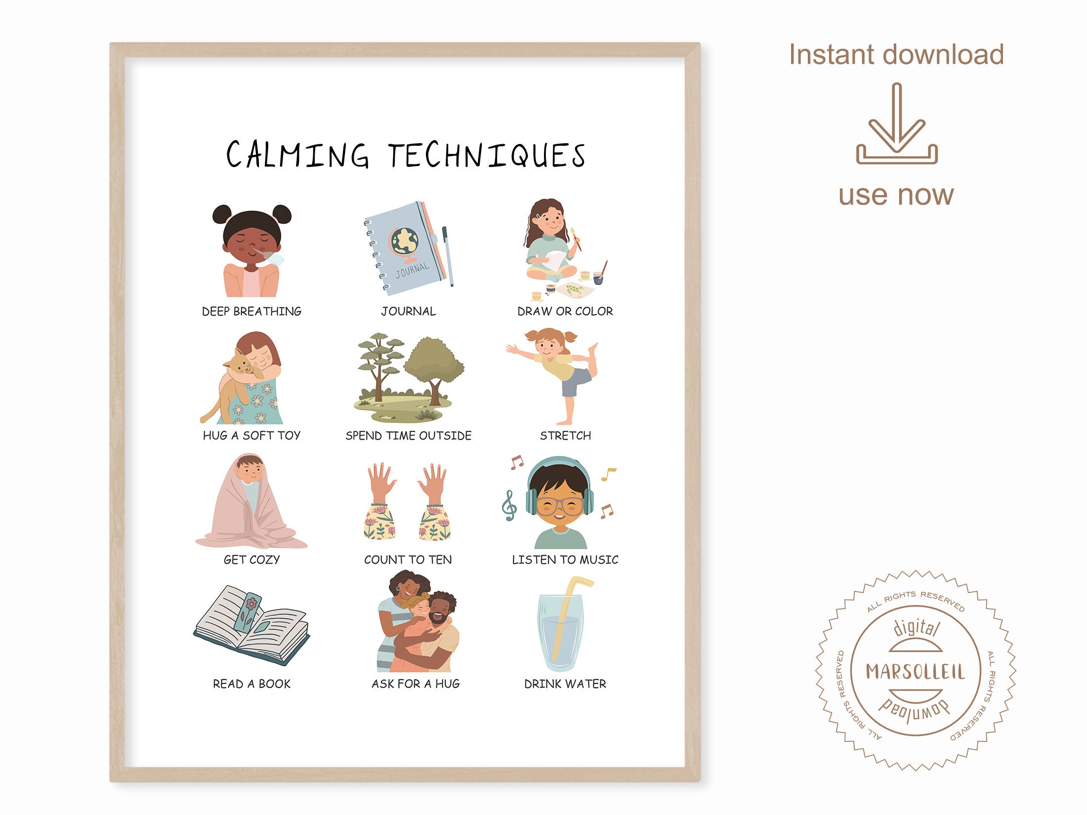 Feelings Poster Emotions Chart for Kids Calming Techniques - Etsy Australia