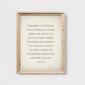 Brene Brown Quote, Vintage Mental Health Wall Art, Brene Brown Print for Therapy Office and Home Decor, Vulnerability Brene Brown
