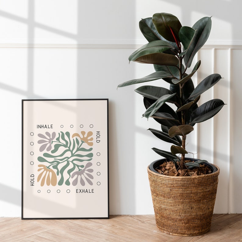 Mindful Breathing, Box Breathing Poster, Therapy Office Decor, Breathing Exercises, Psychology Wall Art Print, Mental Health, Grounding