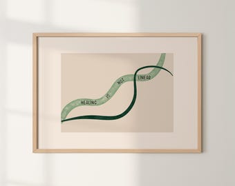 Healing is not Linear, Mental Health Poster, Healing Printable Wall Art, Therapy Office Decor, Psychology Art Print, Digital Download