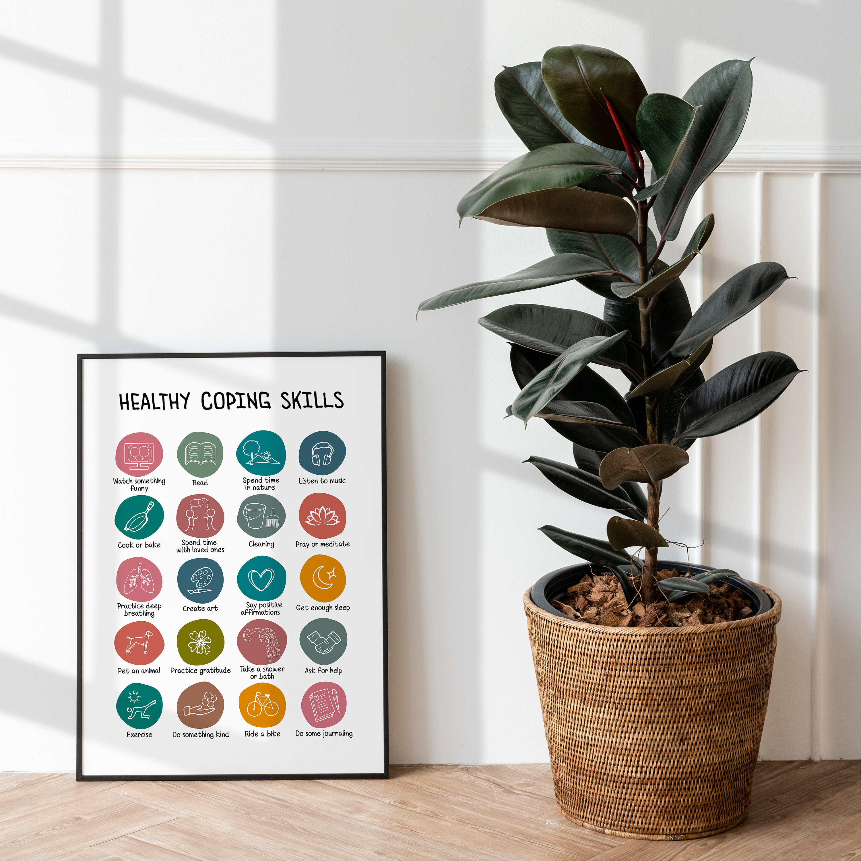 Healthy Coping Skills Poster, Therapy Office Decor, School Counselor ...