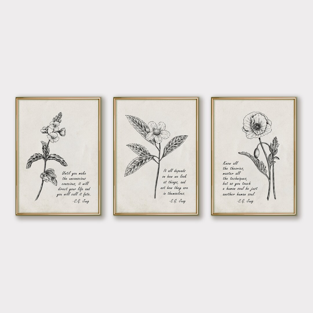 Carl Jung Quotes Printable, Set of 3 Carl Jung Prints, Vintage Art Prints for Home and Office ...