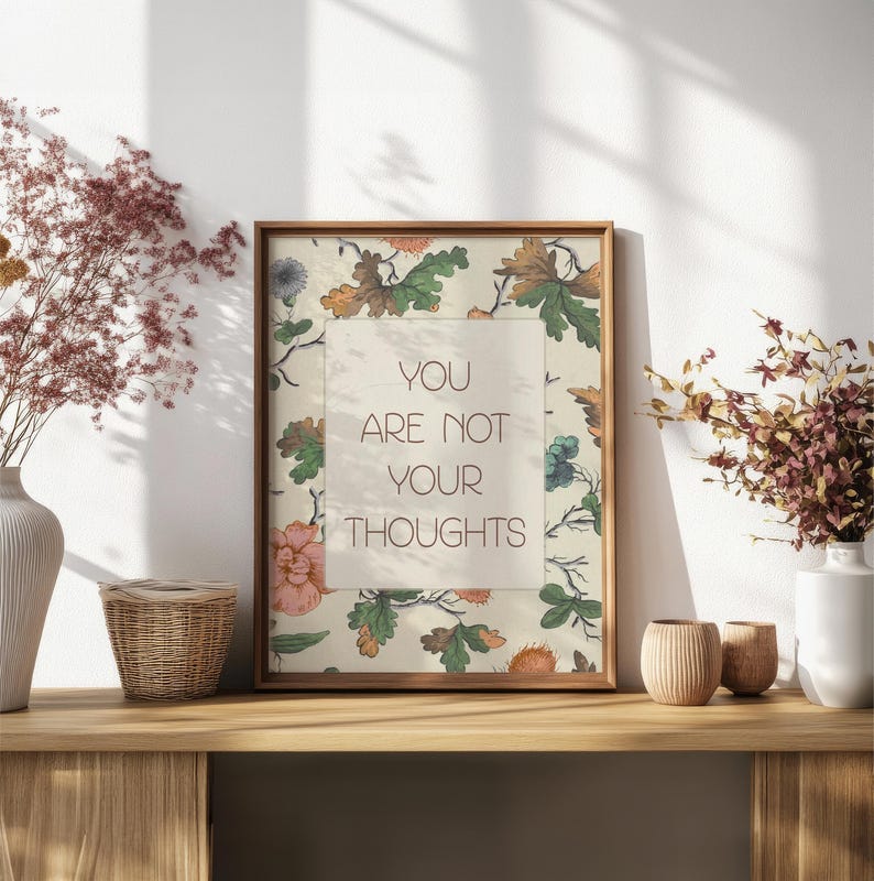You Are not Your Thoughts, Vintage Mental Health Art Print for Therapy Office Decor, Therapy Wall Art Printable, Psychology Print image 5