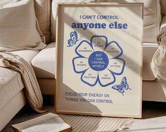Things I Can Control, Mental Health Wall Art, Therapy Office Decor, Retro Mental Health Poster, Psychology Art Print