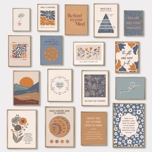 25 poster sulla salute mentale per l'arredamento dell'ufficio di terapia, citazioni di psicologia stampabili, stampe artistiche da parete ispiratrici