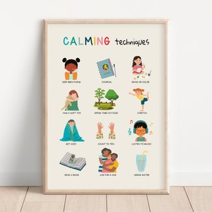 Calming Techniques Poster, Coping Skills for Kids, Calm Corner, School Social Work, Mental Health, Calming Strategies