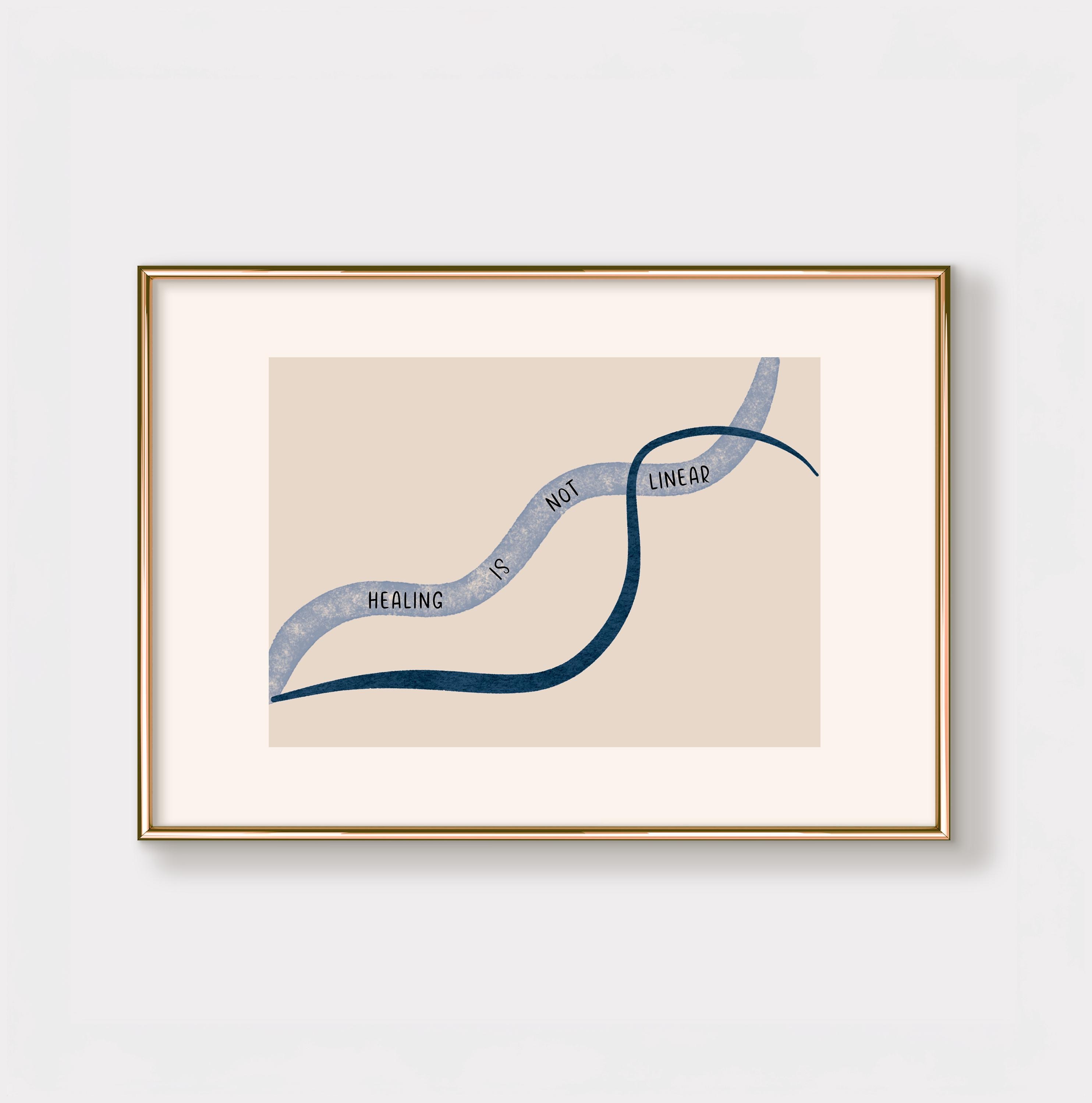 Healing is not Linear Printable Wall Art, Mental Health Print, Healing Poster, Therapy Office Decor, Psychology Art Print, Digital Download