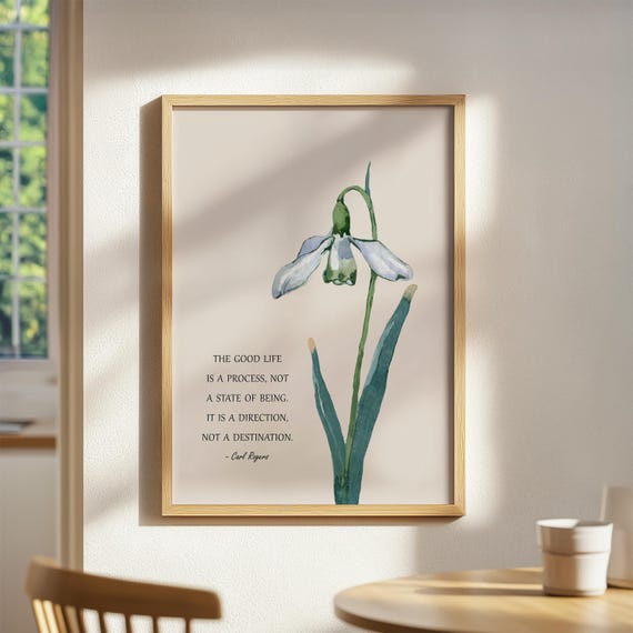 Carl Rogers Quote, Mental Health Art, Psychology Art Print, Social Worker Quotes, Therapy Office Decor, The Good Life is a Process