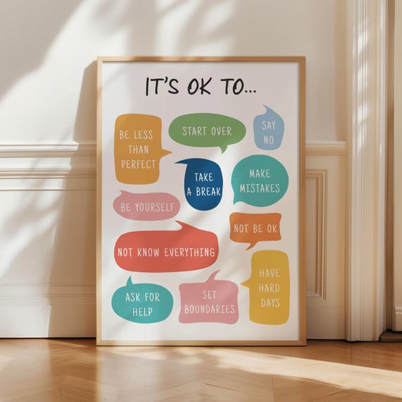It’s OK to not Be OK, Its Okay Poster, School Counselor, Classroom Poster, Calm Corner, Its Ok to Make Mistakes, Its OK Affirmations