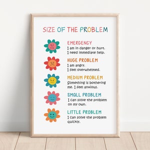 How Big is my Problem, Size of Problem Poster, School Counselor, Kids Therapy, Zones of regulation, Feelings chart for Kids, CBT Print