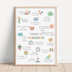 Mental Health Poster, Things to Remember, Positive Affirmations, Therapy Office Decor, Classroom Decor, Psychology Art Print