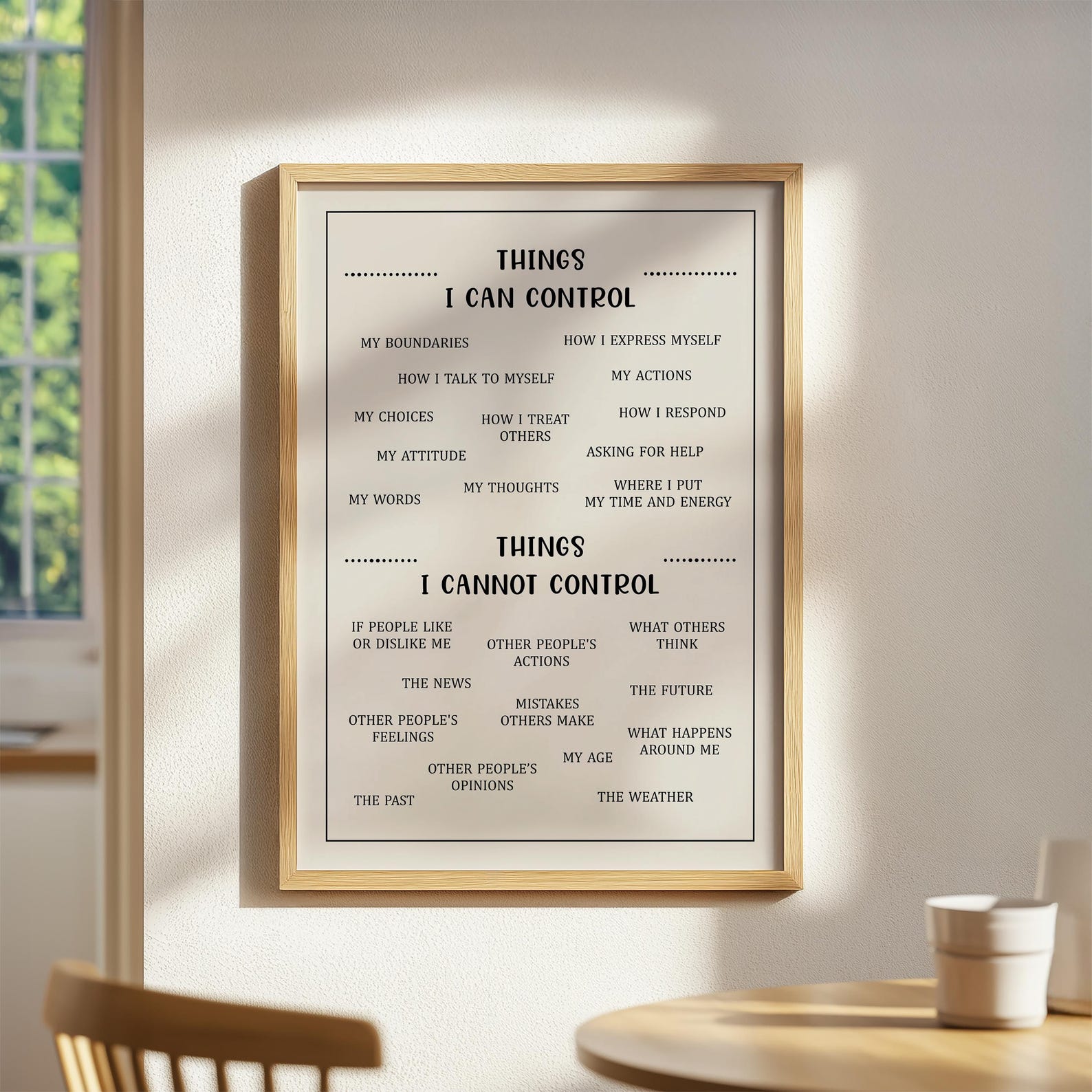 Things I Can and Cannot Control Poster, Mental Health Prints, Therapy ...