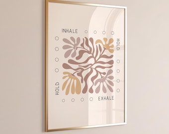 Box Breathing Poster, Mindful Breathing, Therapy Office Decor, Breathing Exercises, Psychology Wall Art Print, Grounding Breathing