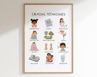 Calming Strategies Poster, Coping Skills for Kids, Calm Corner, School Social Work, Mental Health, Calming Techniques, Kids Psychology