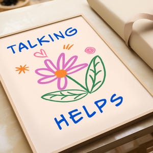 Talking Helps Poster, Therapy Office Decor, Mental Health Wall Art ...