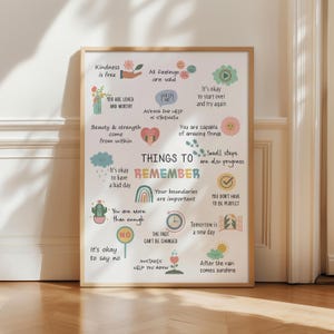 Mental Health Poster, Things to Remember, Positive Affirmations, Therapy Office Decor, Classroom Decor, Psychology Art Print