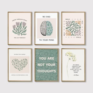 30 Mental Health Posters, Therapy Office Decor, Psychology Quotes Printable Green, Mental Health Wall Art Prints, Comfort Zone image 8
