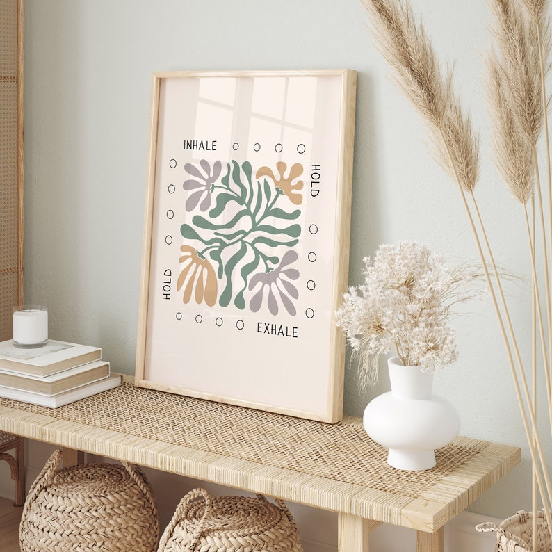 Mindful Breathing, Box Breathing Poster, Therapy Office Decor, Breathing Exercises, Psychology Wall Art Print, Mental Health, Grounding