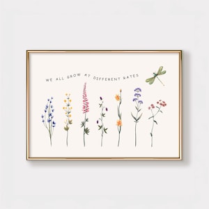 Todos crecemos a ritmos diferentes: arte de pared imprimible, póster de salud mental, decoración para consultorios de terapia, arte psicológico, impresión inspiradora