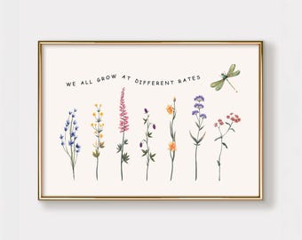 We All Grow at Different Rates Printable Wall Art, Mental Health Poster, Therapy Office Decor, Psychology Art, Inspirational Print
