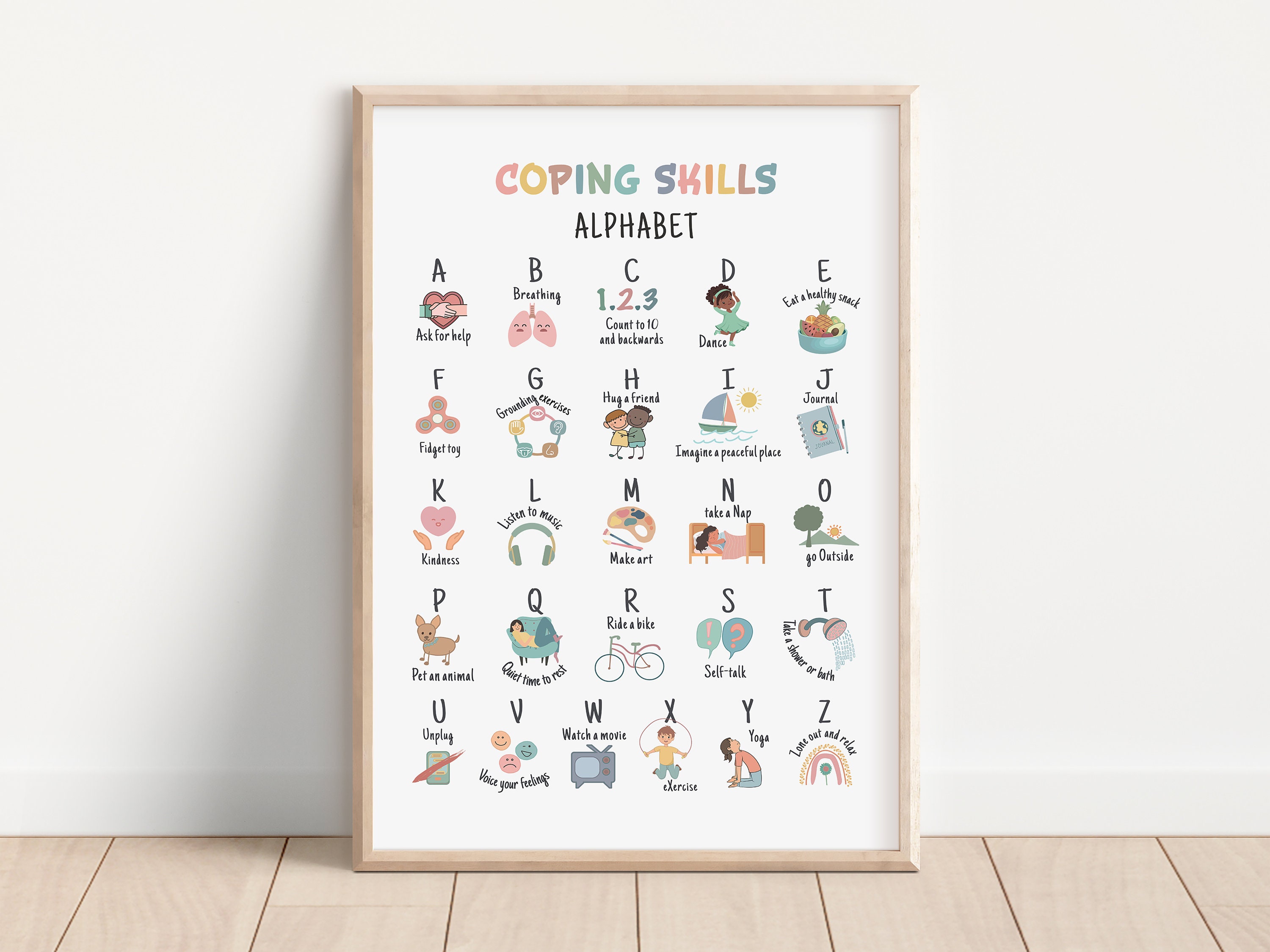 Coping Skills Alphabet Poster, ABC Coping Skills, Grounding Exercises ...