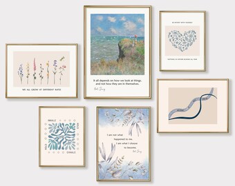 Mental Health Prints, Therapy Office Decor, 6 Psychology Posters, Printable Wall Art, Carl Jung Quotes, Digital Downloads