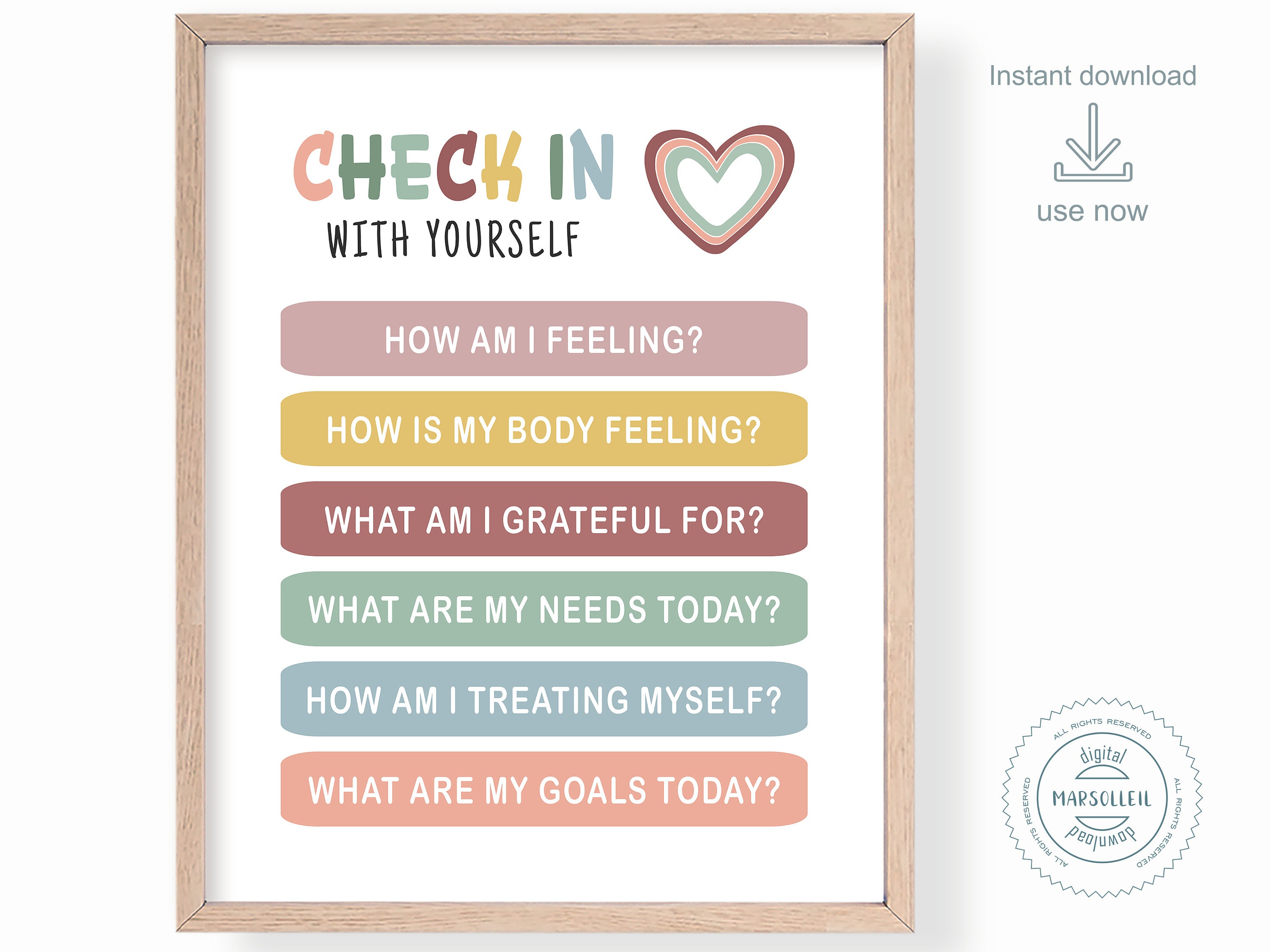 Mental Health Check In Check in With Yourself Poster Daily - Etsy