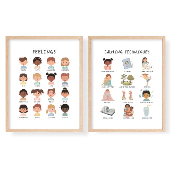 Emotions Poster Kids Feelings Chart Poster - Colorful Emotions & Coping ...