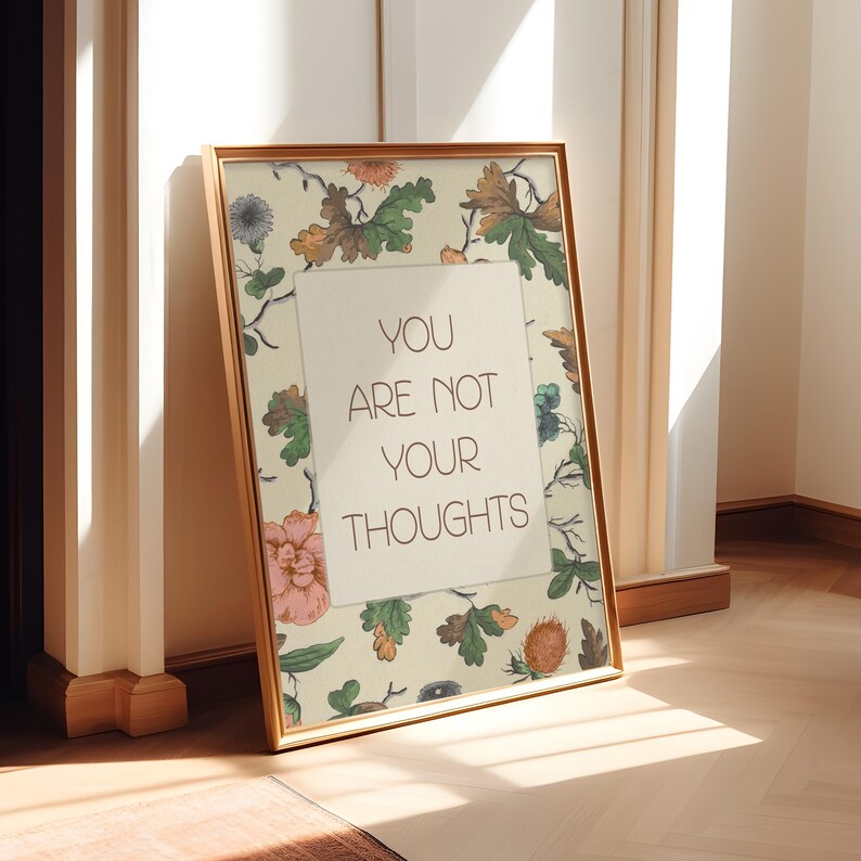 You Are not Your Thoughts, Vintage Mental Health Art Print for Therapy Office Decor, Therapy Wall Art Printable, Psychology Print image 2