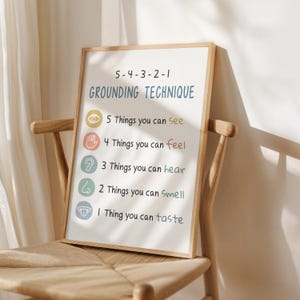 Grounding Technique, Anxiety Grounding Poster, Calm Down Corner, Calm Classroom, School Psychology