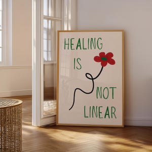 Healing is not Linear, Mental Health Wall Art, Therapy Office Decor, Inspirational Quotes Printable, Healing Poster, Psychology Posters