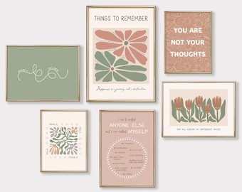 Mental Health Wall Art Prints for Therapy Office Decor, Set of 6 Mental Health Posters, Counselor Office Printables, Psychology Art Prints