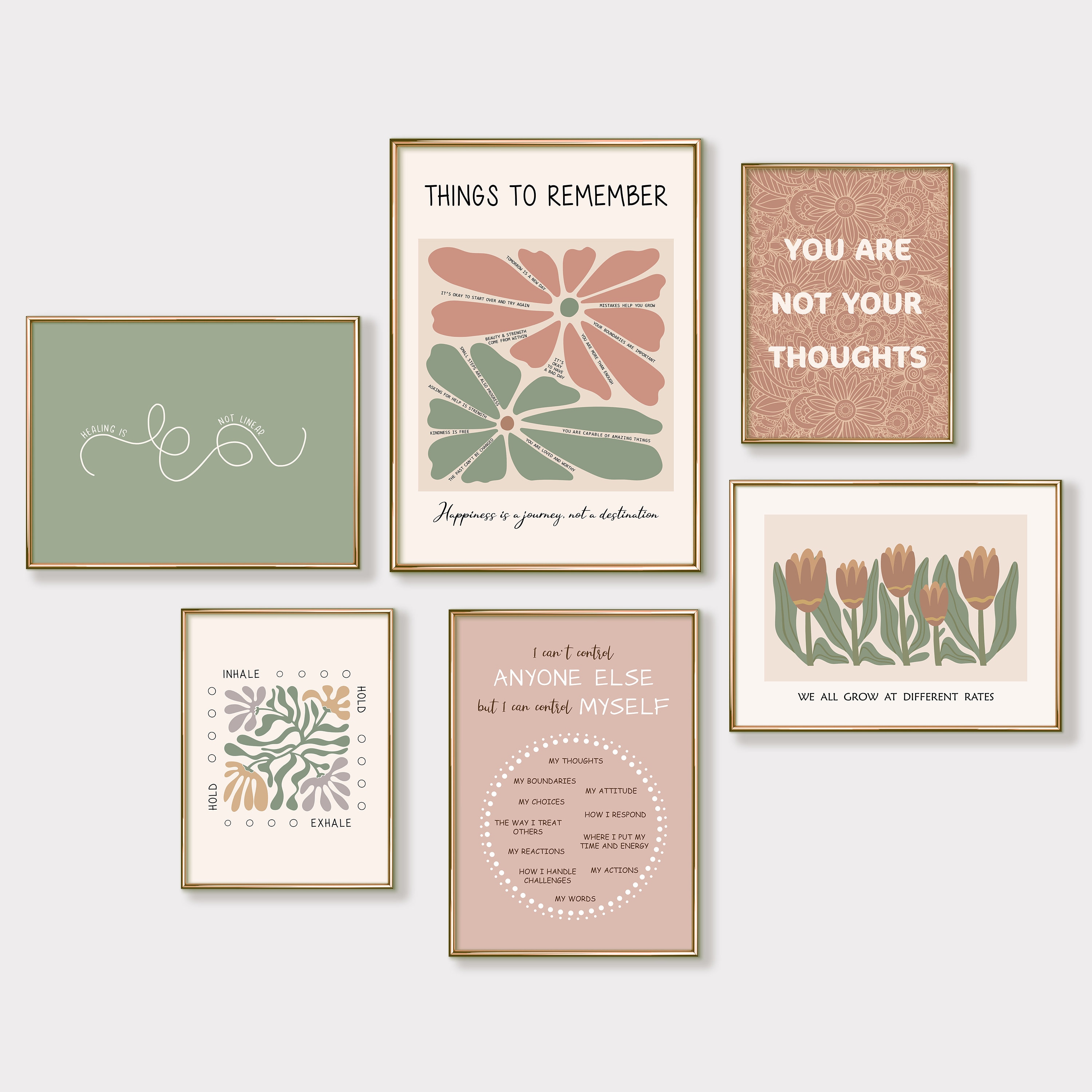 Mental Health Wall Art Prints for Therapy Office Decor, Set of 6 Mental ...