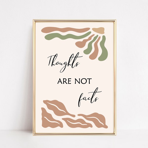 Thoughts are not Facts Wall Art, Mental Health Poster, Therapy Office Decor, Counselor Office Print, Psychology Art Print