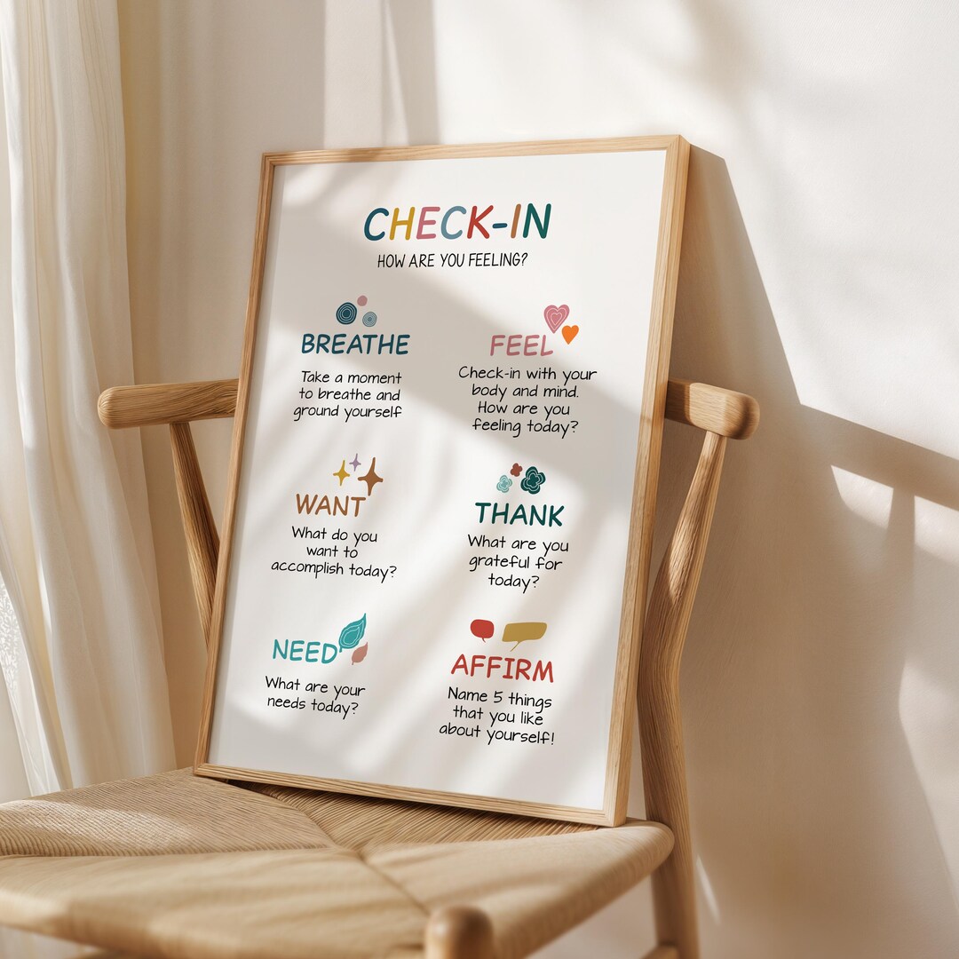 Daily Check-in Poster, Daily Checklist, Therapy Office Decor, School ...