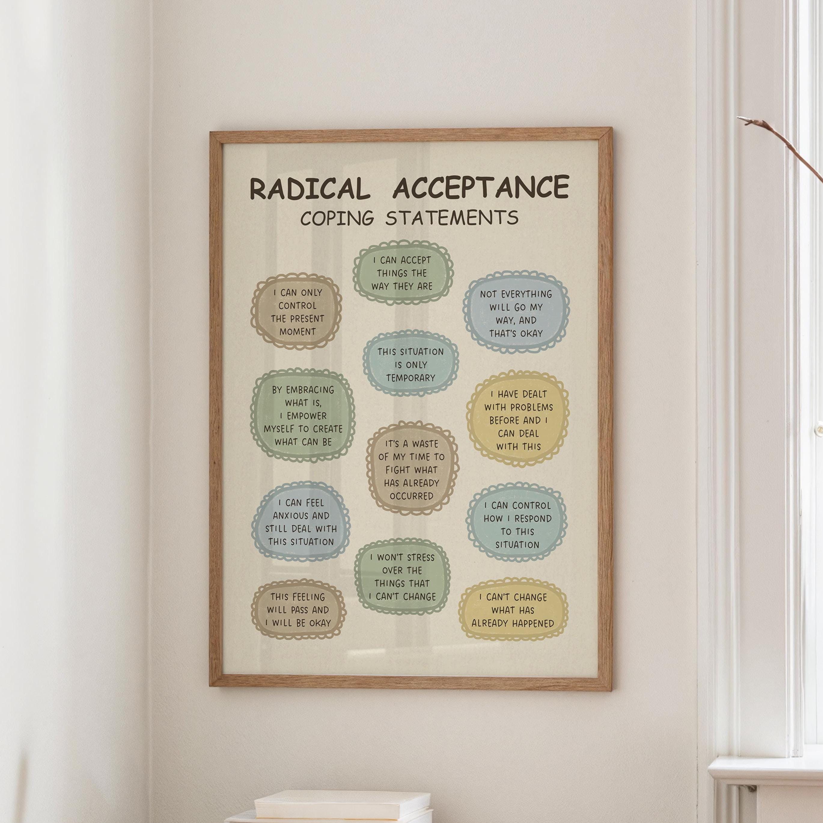 Radical Acceptance Coping Statements Print, DBT Poster for Therapy ...