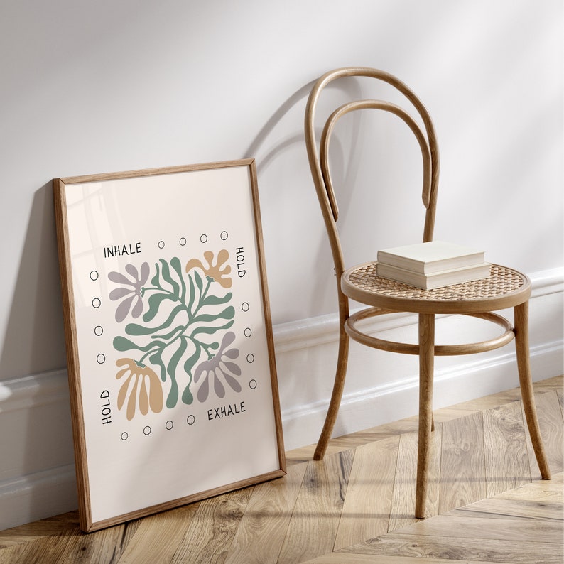 Mindful Breathing, Box Breathing Poster, Therapy Office Decor, Breathing Exercises, Psychology Wall Art Print, Mental Health, Grounding