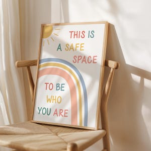 Safe Space Poster, School Social Work, School Psychologist, Classroom Posters, Social Worker Sign, To Be Who You Are, Therapy Office Decor