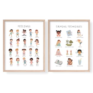 Beruhigungstechniken und Gefühle Poster, Montessori Homeschool Decor, Emotions Chart für Kinder, Calm Corner Print, Spielzimmer Wandkunst