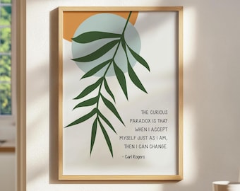 Carl Rogers Paradox Print, Carl Rogers Quote Printable, Psychology Wall Art Print, Mental Health Poster, Therapy Office and Home Decor